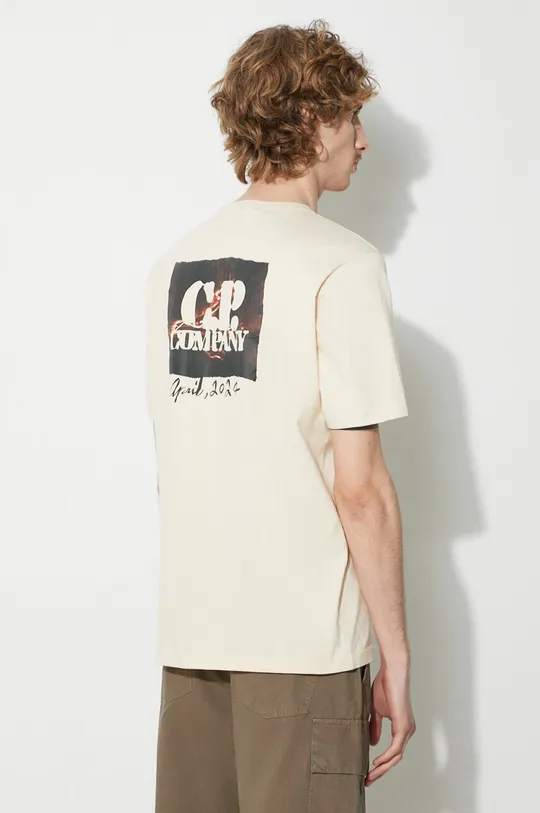 beige C.P. Company t-shirt in cotone Mercerized Jersey Twisted Graphic