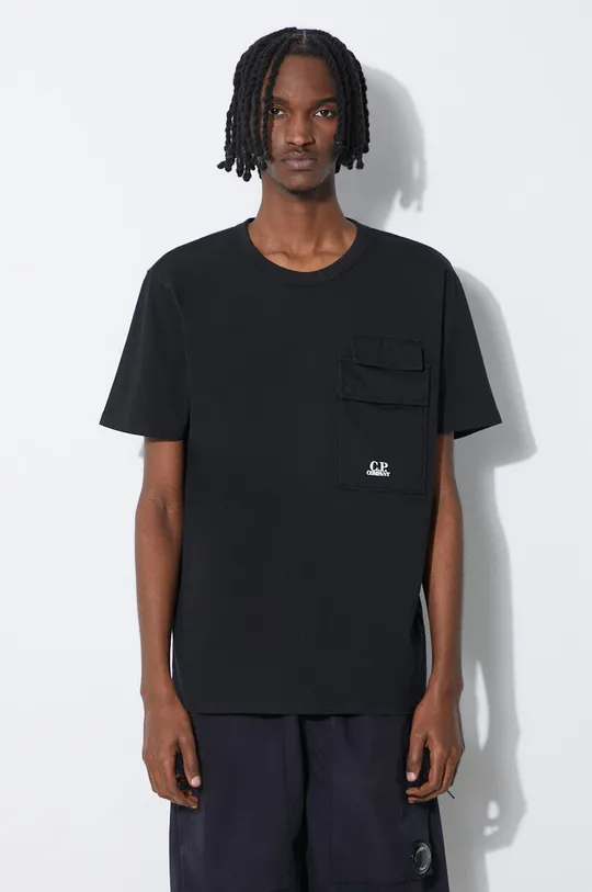 čierna Bavlnené tričko C.P. Company Jersey Flap Pocket Pánsky