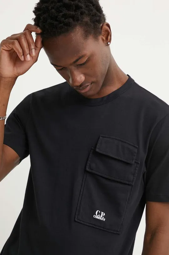 μαύρο Βαμβακερό μπλουζάκι C.P. Company Jersey Flap Pocket
