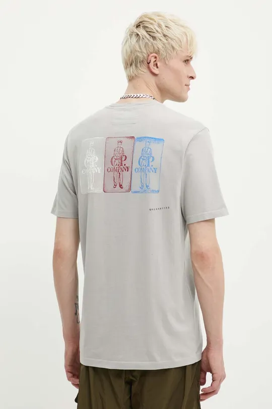 grigio C.P. Company t-shirt in cotone Jersey Artisanal Three Cards Uomo
