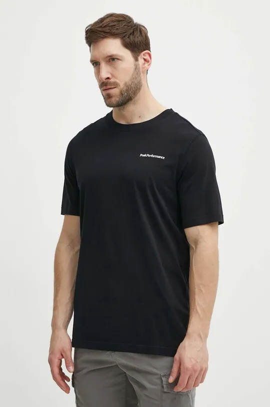 Bombažna kratka majica Peak Performance črna