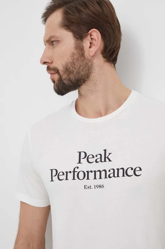λευκό Βαμβακερό μπλουζάκι Peak Performance Ανδρικά