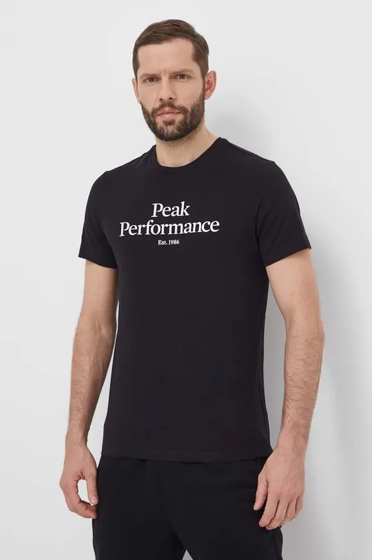 Bombažna kratka majica Peak Performance črna