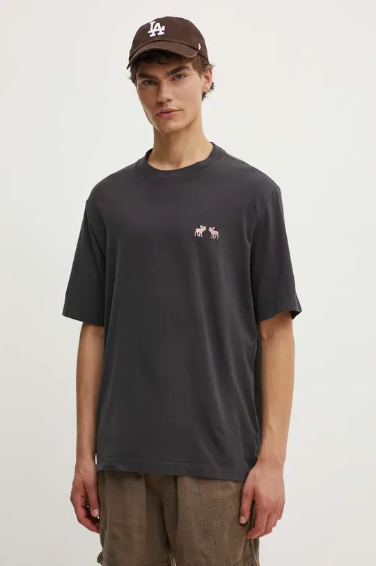 γκρί Βαμβακερό μπλουζάκι Abercrombie & Fitch Ανδρικά