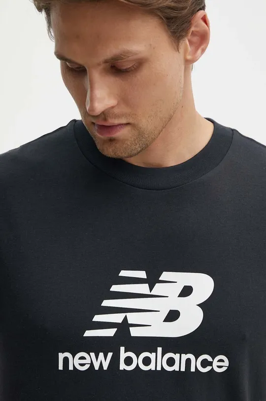czarny New Balance t-shirt bawełniany Sport Essentials