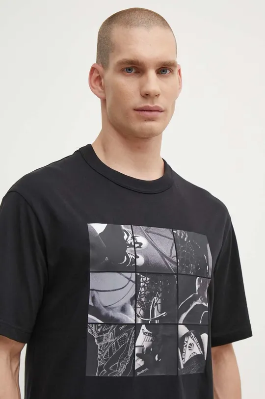 μαύρο Βαμβακερό μπλουζάκι Reebok Classic Basketball