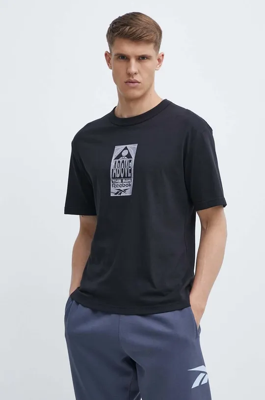 črna Bombažna kratka majica Reebok Classic Basketball