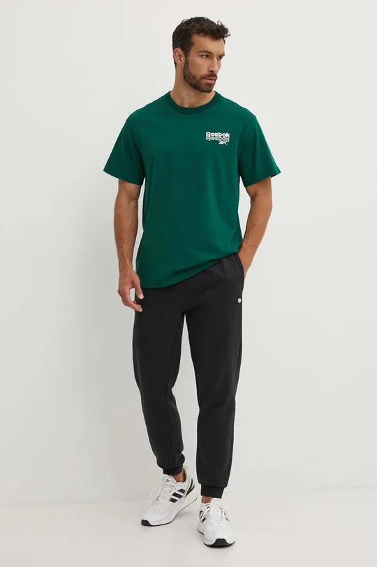 Βαμβακερό μπλουζάκι Reebok Brand Proud πράσινο