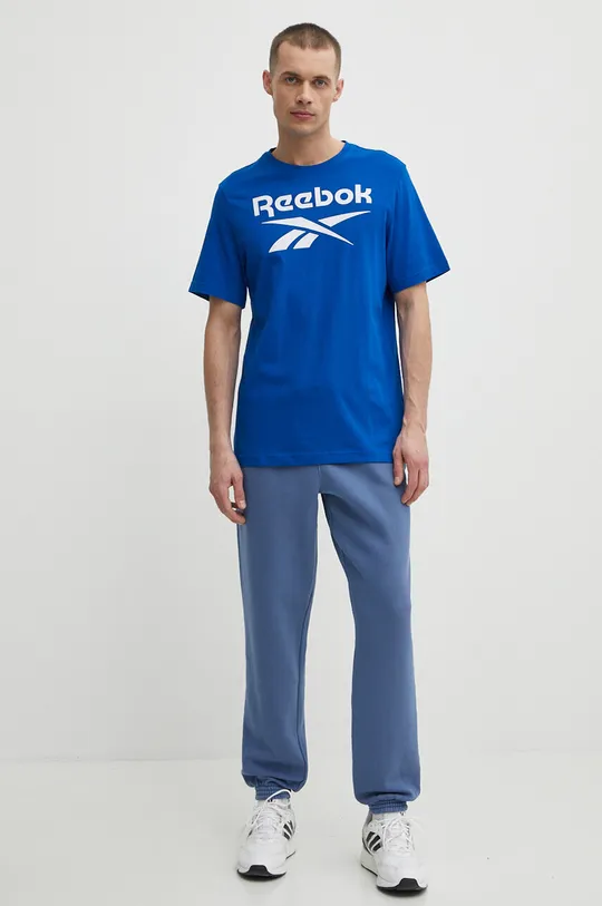 Хлопковая футболка Reebok Identity голубой