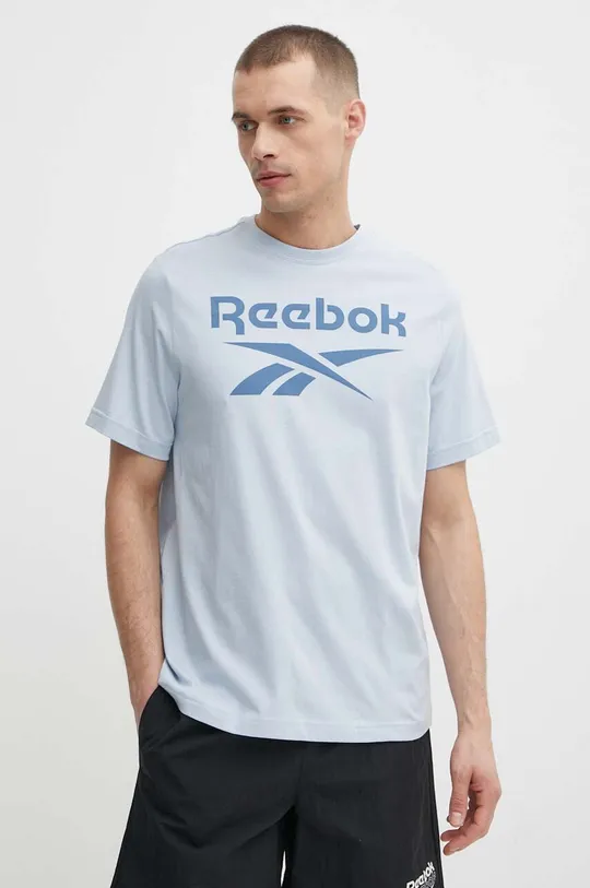 μπλε Βαμβακερό μπλουζάκι Reebok Identity Ανδρικά