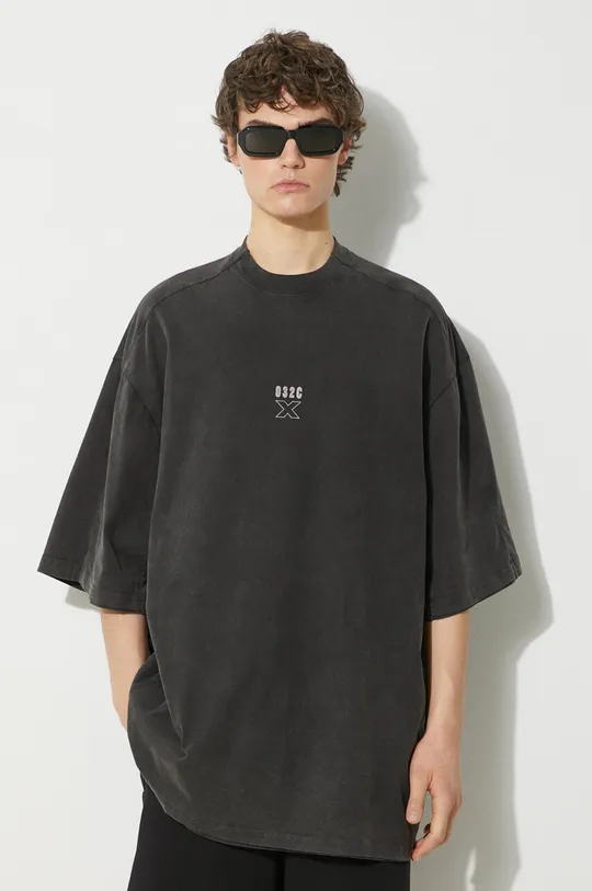 czarny 032C t-shirt bawełniany 'X' Layered T-Shirt Męski