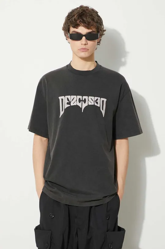 negru 032C tricou din bumbac 'Psychic' American-Cut T-Shirt De bărbați