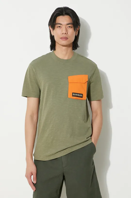 zielony Napapijri t-shirt bawełniany S-Tepees Męski