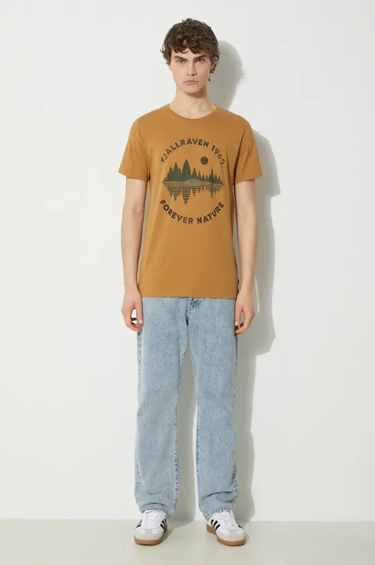 Bavlněné tričko Fjallraven Forest Mirror T-shirt M hnědá