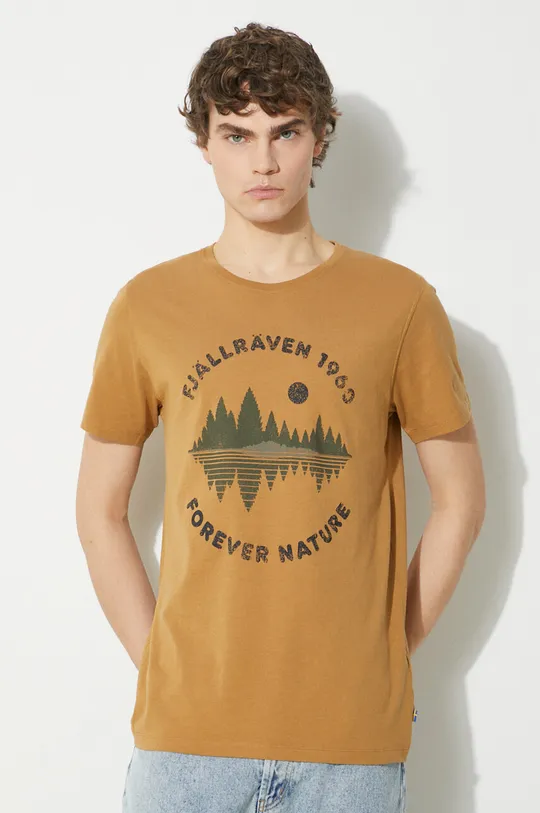 hnedá Bavlnené tričko Fjallraven Forest Mirror T-shirt M