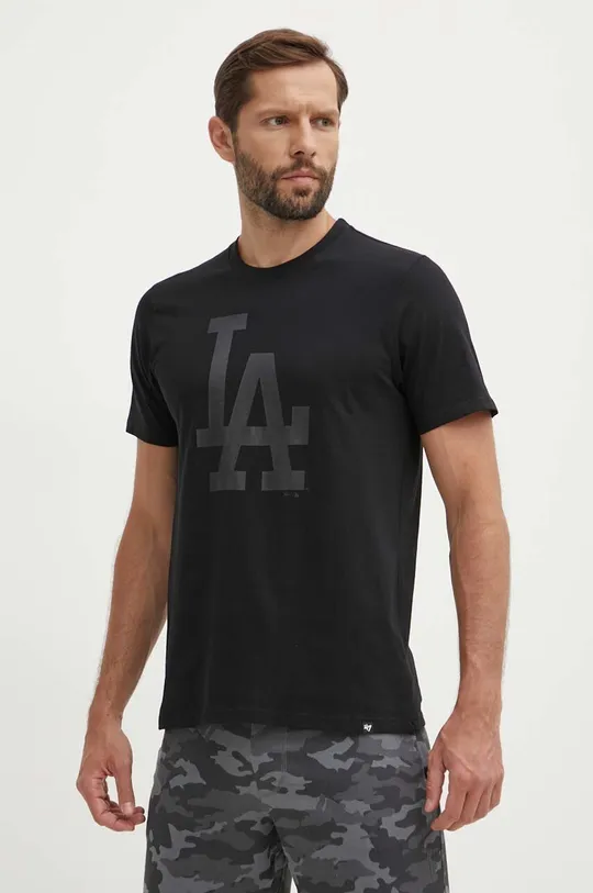 čierna Bavlnené tričko 47 brand MLB Los Angeles Dodgers Pánsky