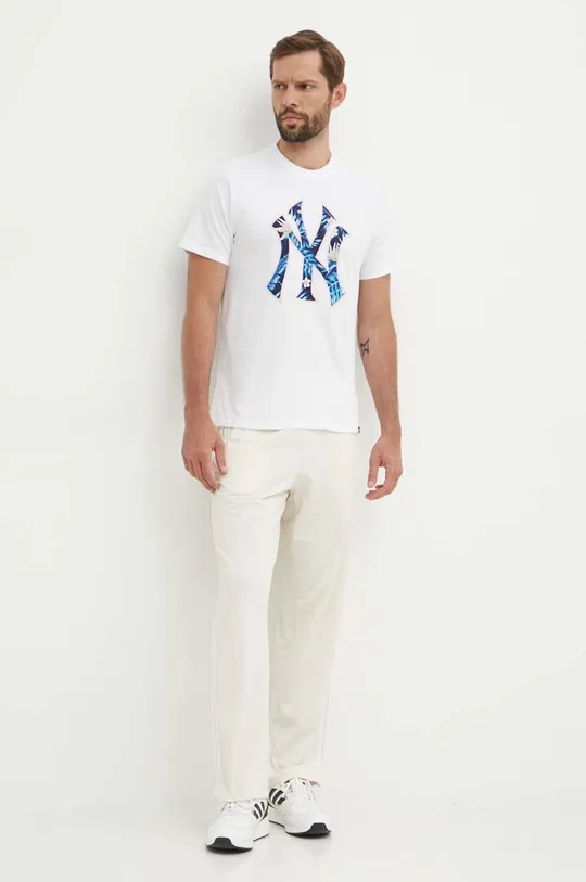 Бавовняна футболка 47 brand MLB New York Yankees білий