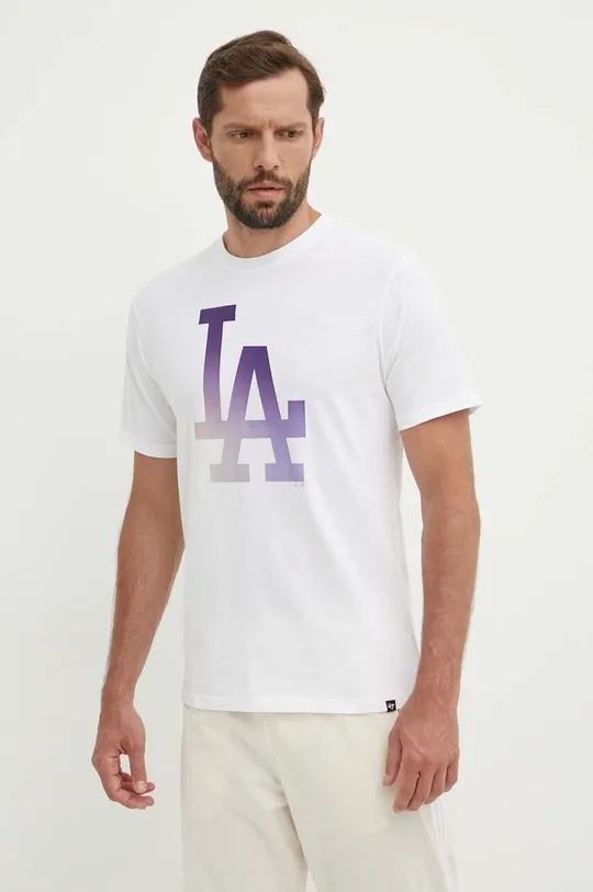 білий Бавовняна футболка 47 brand MLB Los Angeles Dodgers Чоловічий