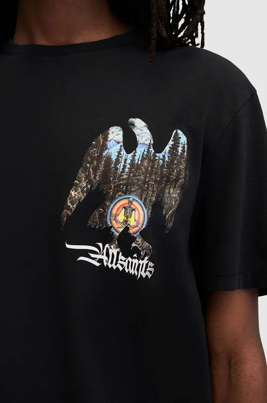 Хлопковая футболка AllSaints EAGLE MOUNTAIN SS CR чёрный
