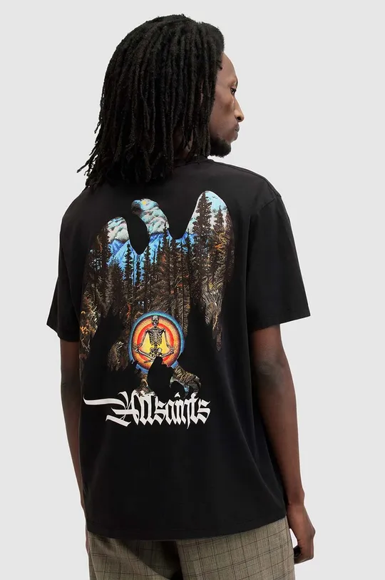 чёрный Хлопковая футболка AllSaints EAGLE MOUNTAIN SS CR