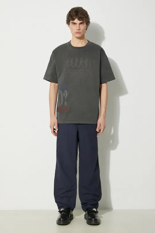 Bavlnené tričko PLEASURES Evolution Heavyweight T-Shirt sivá