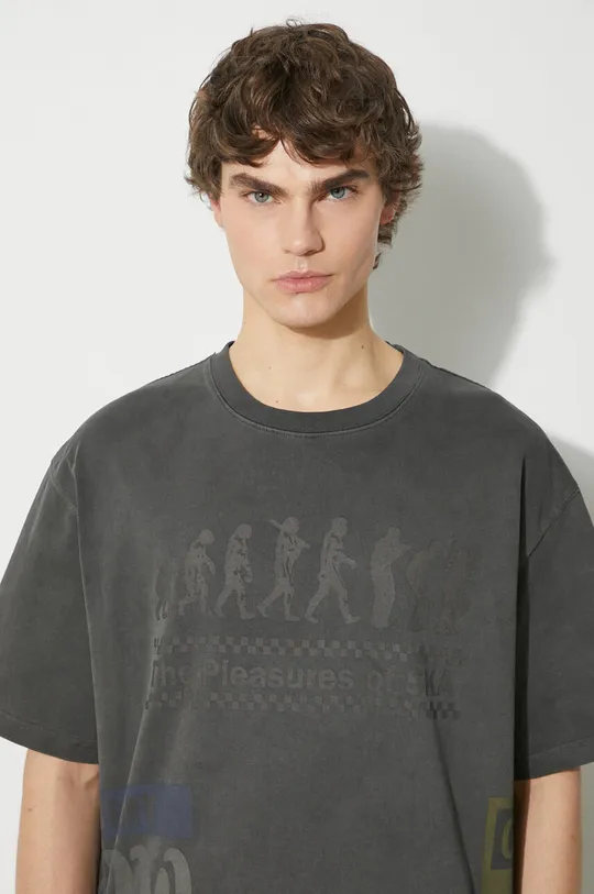 gray PLEASURES cotton t-shirt Evolution Heavyweight T-Shirt