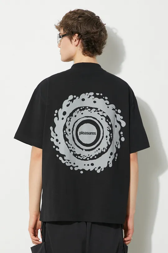 nero PLEASURES t-shirt in cotone Twirl Henley Uomo