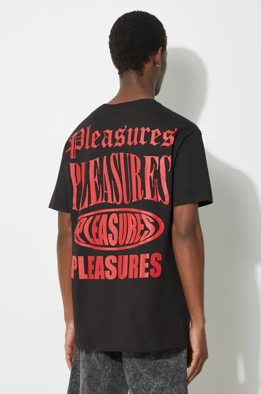 black PLEASURES cotton t-shirt Stack T-Shirt Men’s