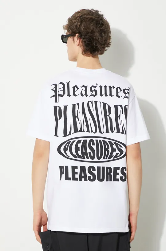 white PLEASURES cotton t-shirt Stack T-Shirt Men’s