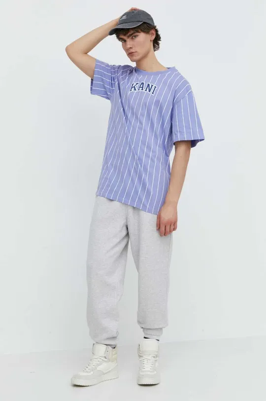 Хлопковая футболка Karl Kani фиолетовой