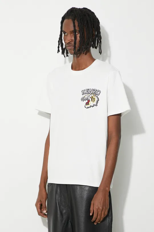 белый Хлопковая футболка Kenzo Gots Tiger Varsity Slim T-Shirt Мужской