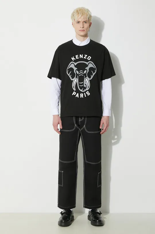 Памучна тениска Kenzo Oversized T-Shirt черен