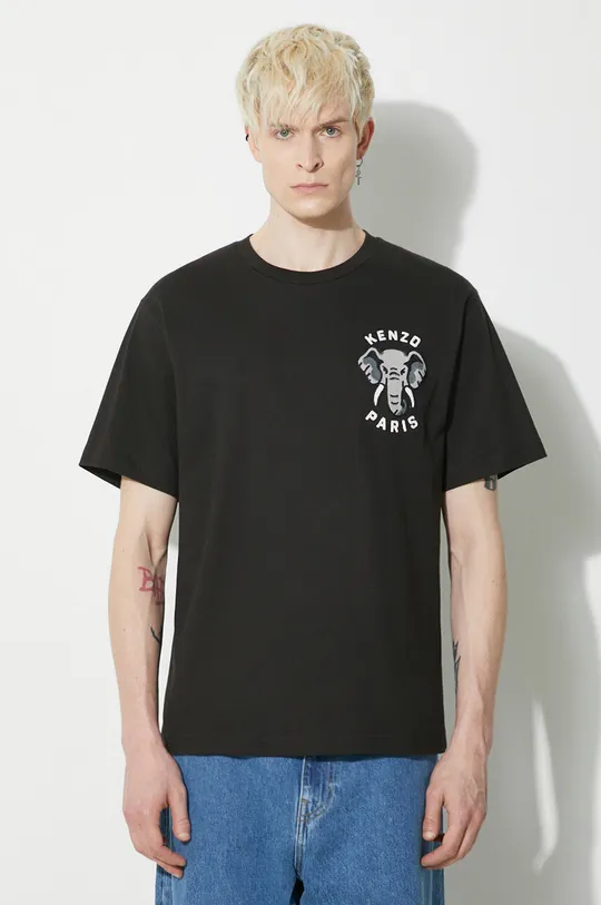 černá Bavlněné tričko Kenzo Elephant Pánský