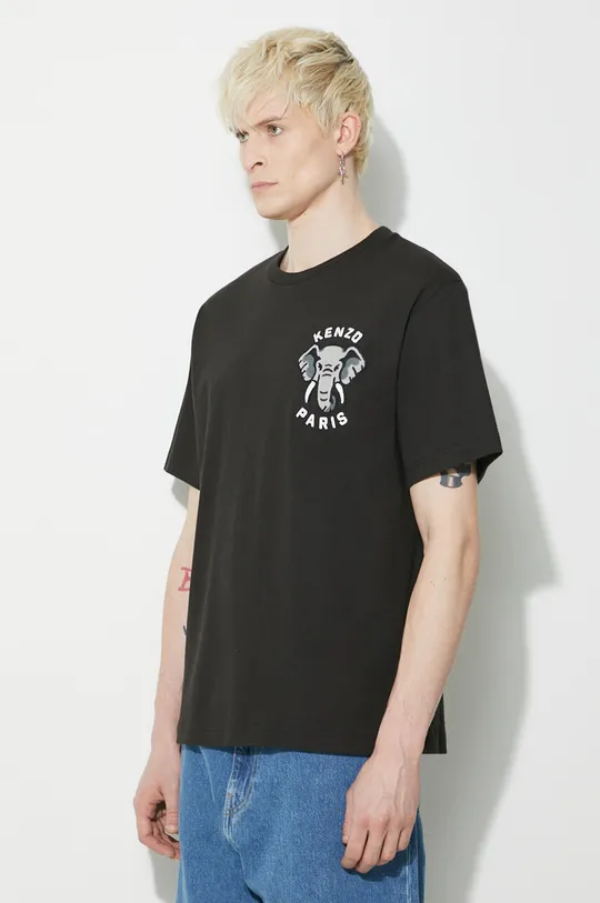чёрный Хлопковая футболка Kenzo Elephant