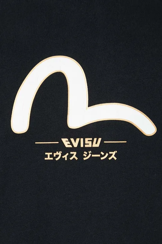 чорний Бавовняна футболка Evisu Seagull + Daicock & Kamon Gold print