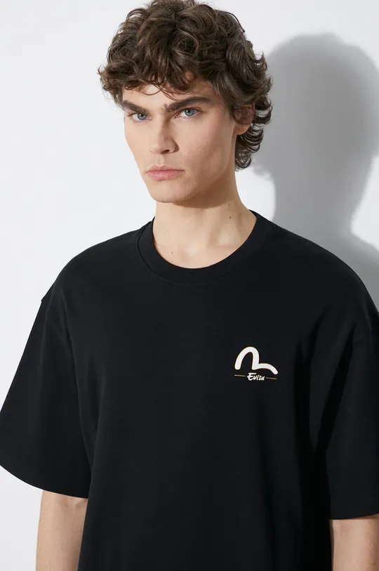 Βαμβακερό μπλουζάκι Evisu Evisu & Wave Print SS Sweatshirt Ανδρικά