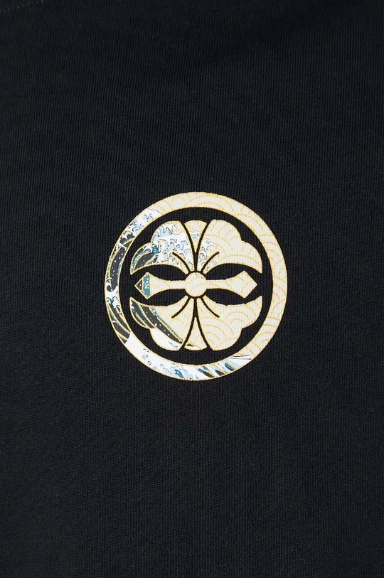 negru Evisu tricou din bumbac Kamon Print + Wave Daicock Print
