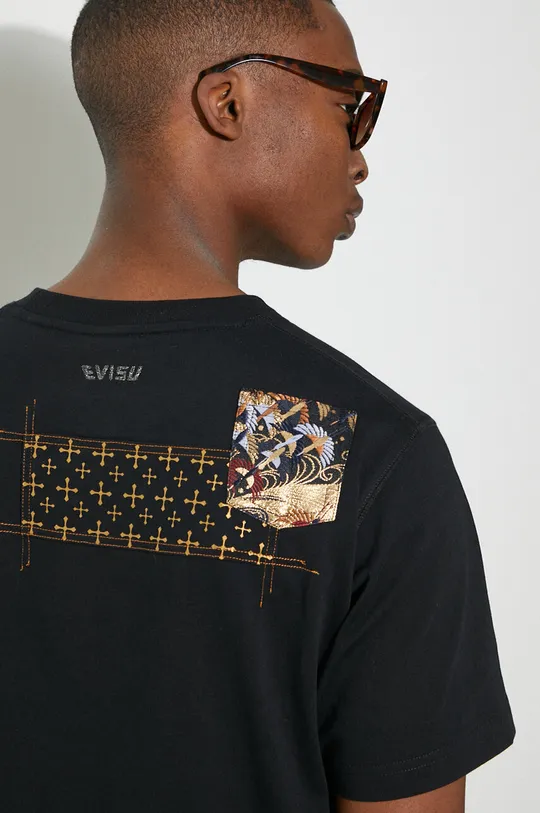 Evisu t-shirt bawełniany Seagull Emb + Brocade Pocket Męski