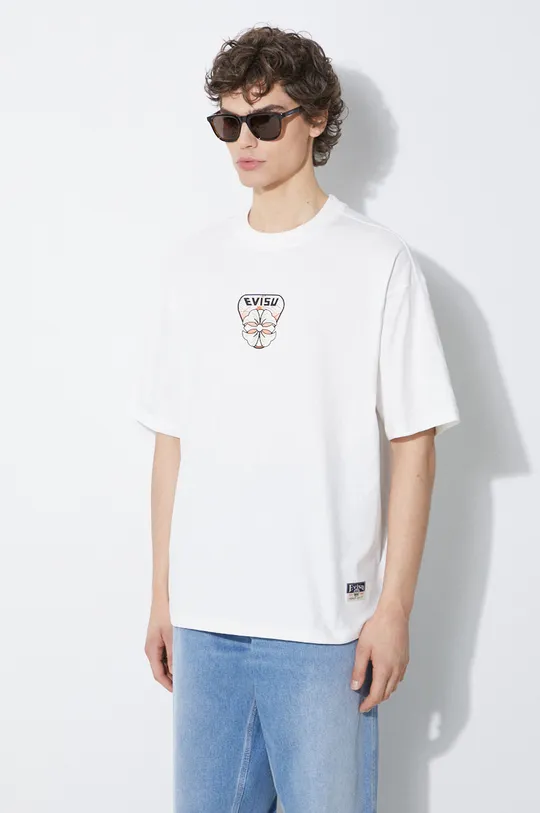 Evisu cotton t-shirt Multi-Hanafuda Patches Daicock Printed SS Tee Men’s