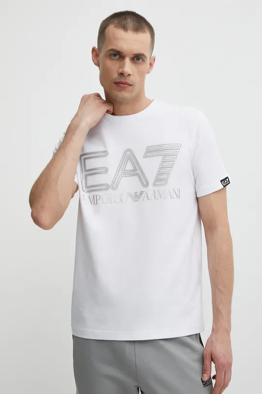 λευκό Μπλουζάκι EA7 Emporio Armani Ανδρικά