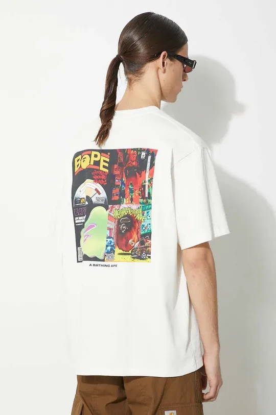 μπεζ Βαμβακερό μπλουζάκι A Bathing Ape Bape Album Monogram Tee Ανδρικά