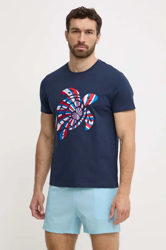granatowy Vilebrequin t-shirt bawełniany THOM