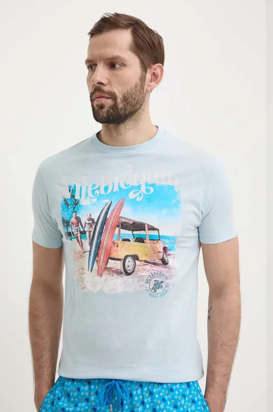 modra Bombažna kratka majica Vilebrequin PORTISOL Moški