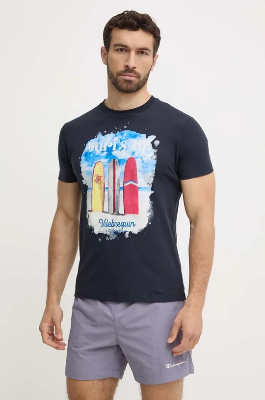 Vilebrequin t-shirt bawełniany PORTISOL granatowy