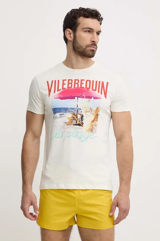 beżowy Vilebrequin t-shirt bawełniany PORTISOL