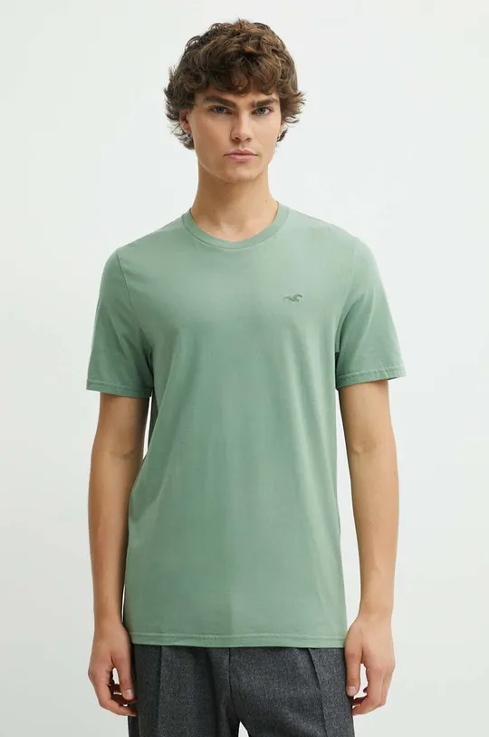 πράσινο Βαμβακερό μπλουζάκι Hollister Co. Ανδρικά
