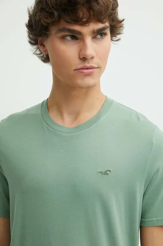 Βαμβακερό μπλουζάκι Hollister Co. πράσινο