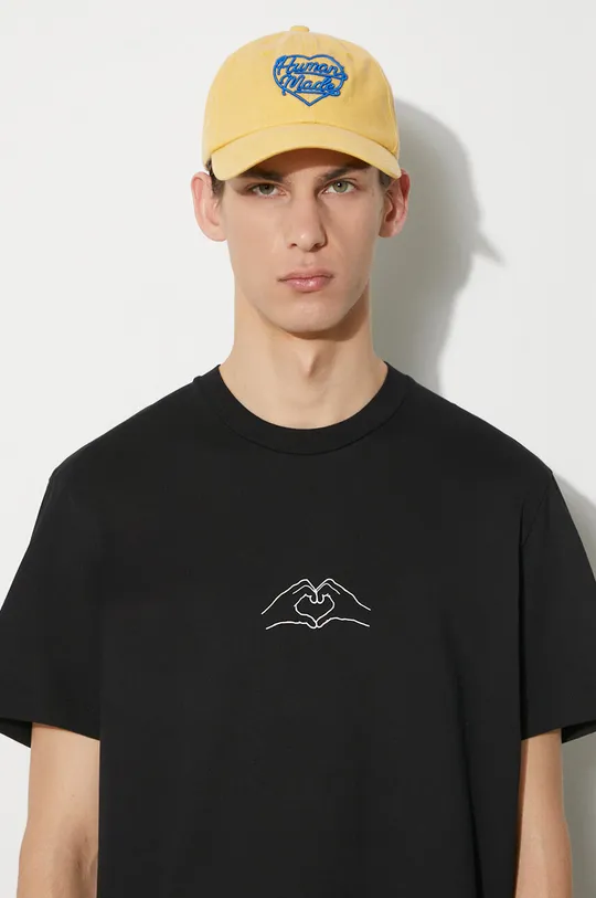 μαύρο Βαμβακερό μπλουζάκι Neil Barrett Slim Heart Shape Print Ανδρικά