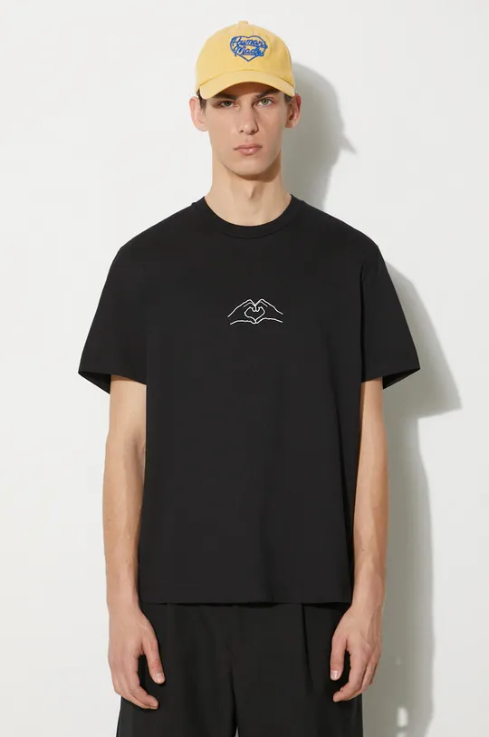 czarny Neil Barrett t-shirt bawełniany Slim Heart Shape Print