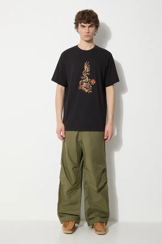 Maharishi t-shirt bawełniany Original Dragon czarny